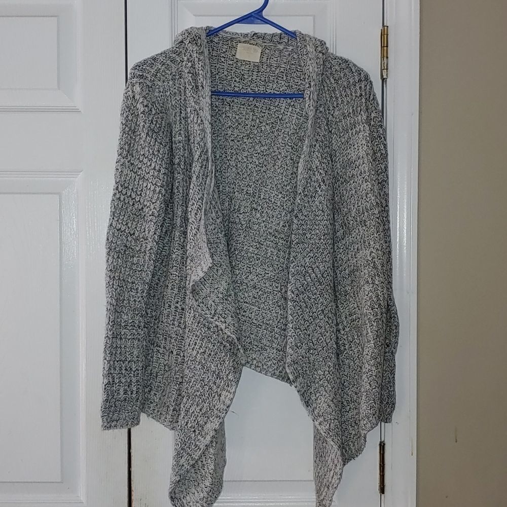 Sienna Sky  gray white hooded cardigan Sz M